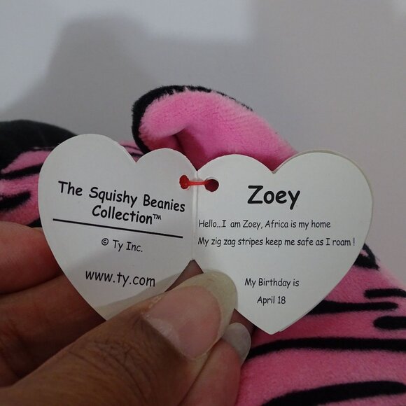 Ty Squishy Beanies Zoey Zebra Pink Black Plush Stuffed Animal 2022 Collectible - Picture 5 of 10